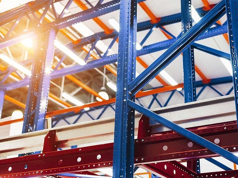 Large warehouse metal shelving