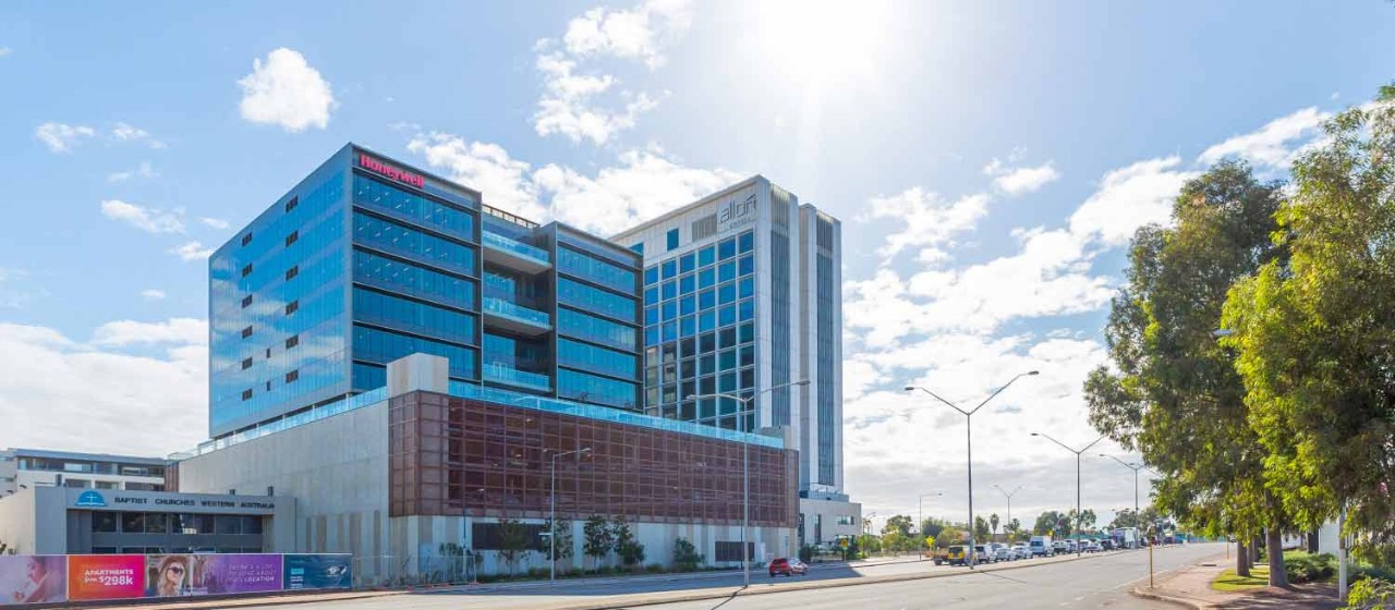 A-Grade honeywell Office Building and Aloft Hotel and multistorey car park in Perth