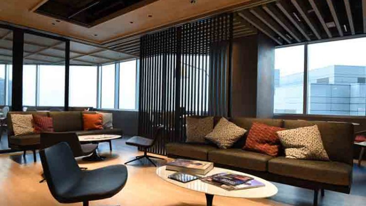 Lounge area of JLL office workspace