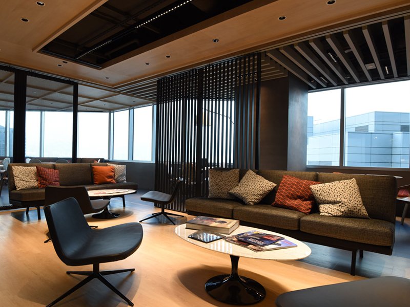 Lounge area of JLL office workspace
