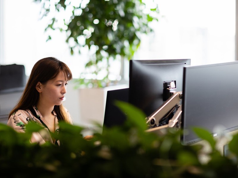 Asia woman working in office