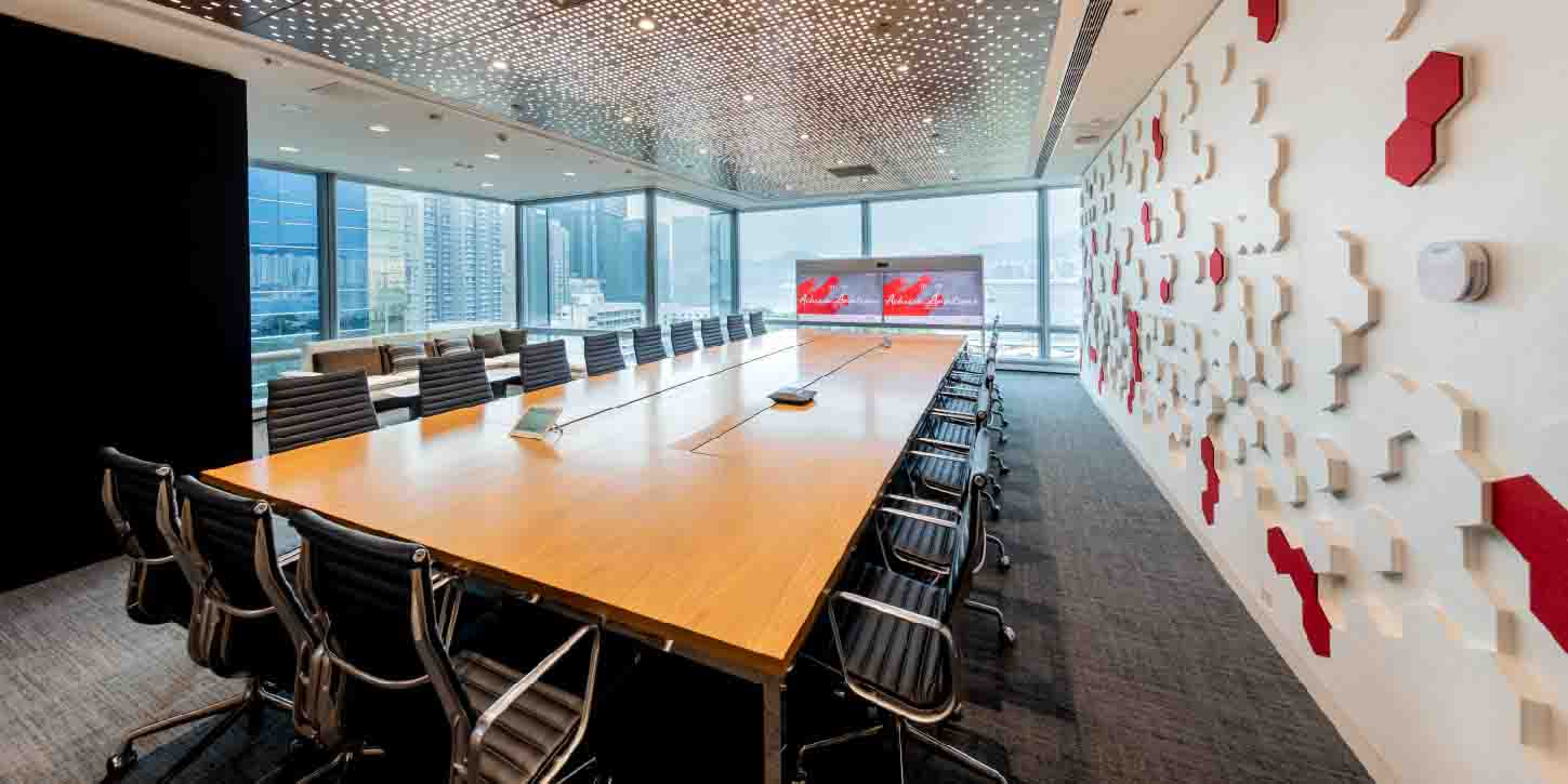 LED lights in conference room with occupancy sensors