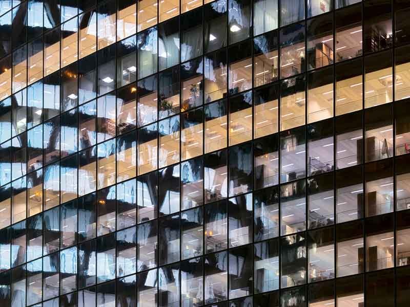 Glass building during night time