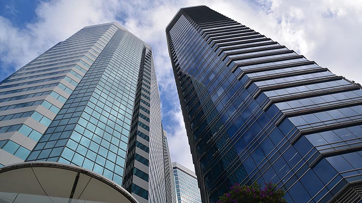 Glass building low angle view