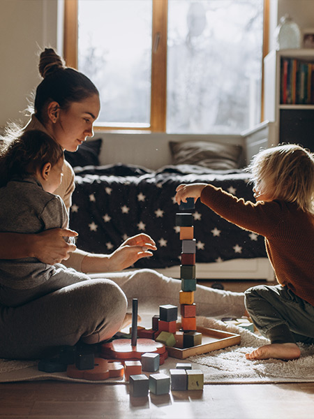 Lady working with her kids