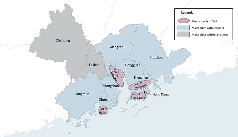 Guangdong-Hong Kong-Macao Greater Bay Area’s ports map