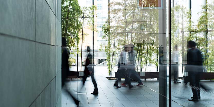 People walking on the veranda