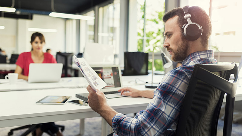 Employees working inside the office