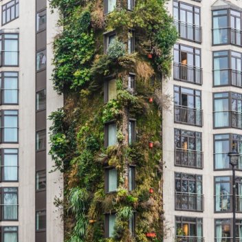 Vertical gardens on the front of a building