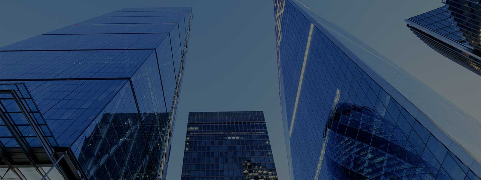 Glass buildings from below