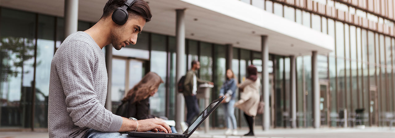 man using laptop