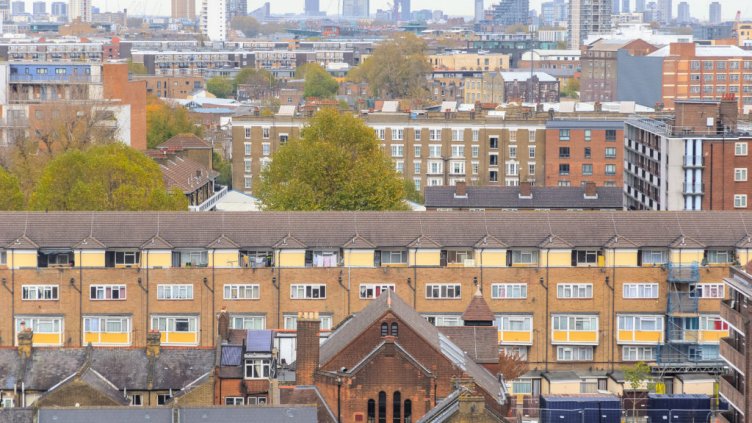 Aerial view of residential area in London, UK; Shutterstock ID 796300045