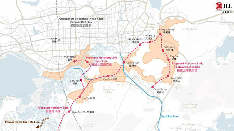 The proposed Northern Link, Northern Link Spur Line, and the Northern Link Eastward Extension