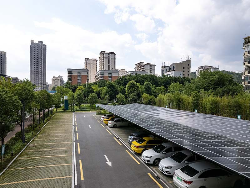 Car parking with installed solar panel