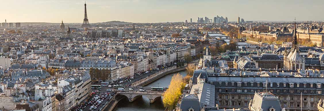 Aerial view of Paris city with Eiffel tower